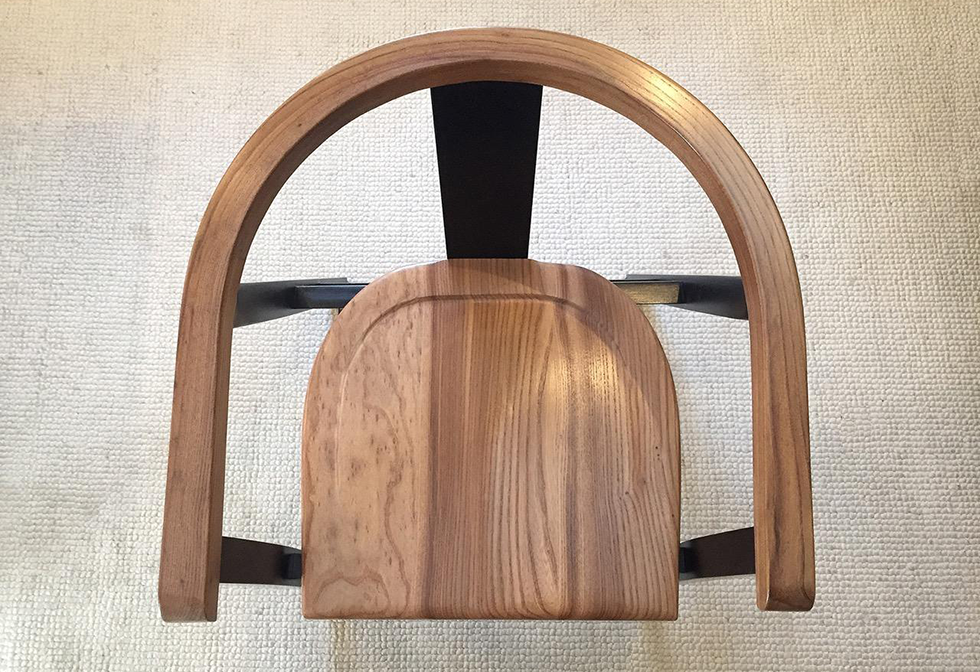 top view of elm dining chair